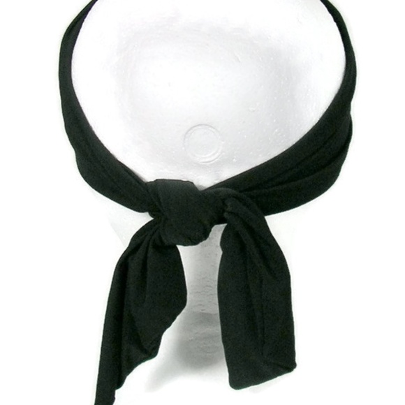 Black Lycra Headwrap Unisex Black Lycra  Headband - Picture 2 of 3